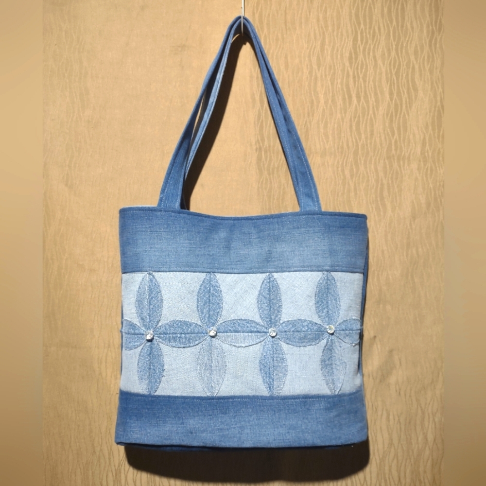 Handmade Upcycled Denim Tote Bag 1